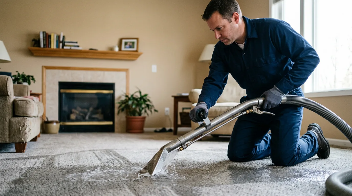 Water damage restoration technician working near Edgerton, MO